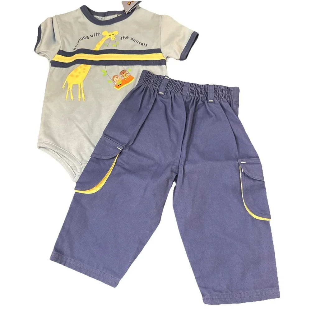Rare Disney It's a Small World After All 2 Pc Boys Pants Shirt Outfit 12M‎ NWT